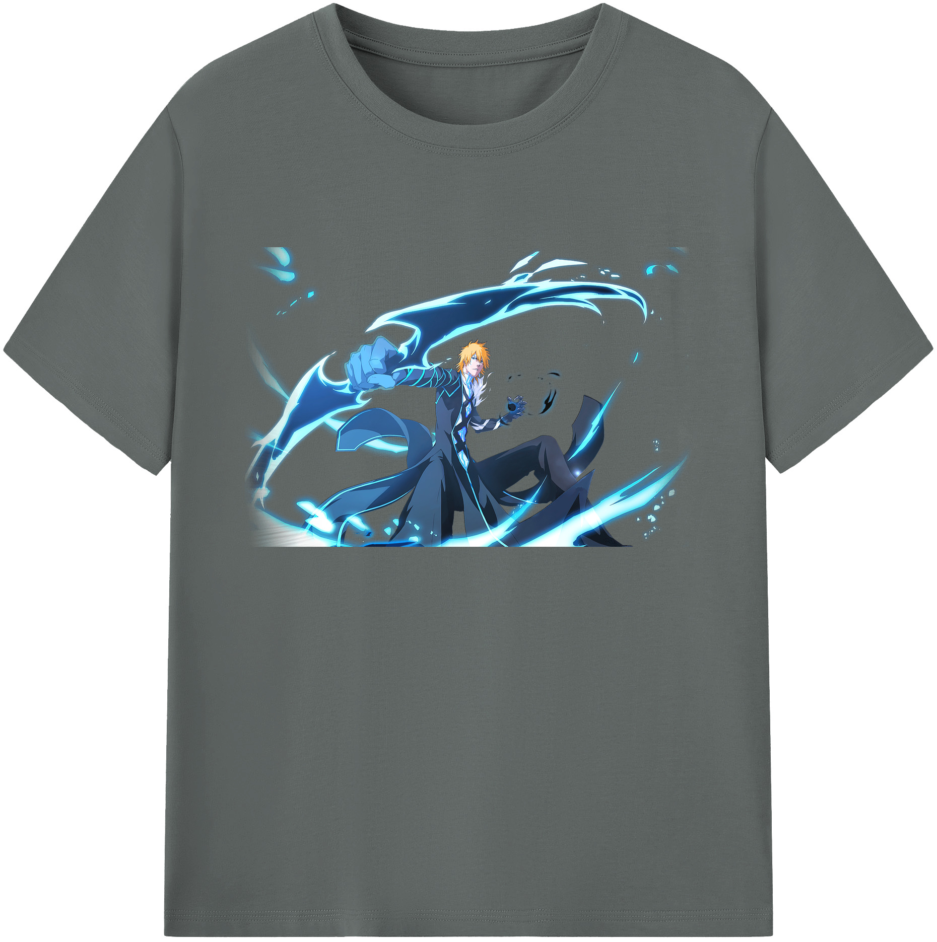 （画像用） ブリーチ 黒崎一護（くろさき いちご）BLEACH Kurosaki Ichigo 綿100％ メンズ半袖Tシャツ｜肌触りやわらか＆通気性
